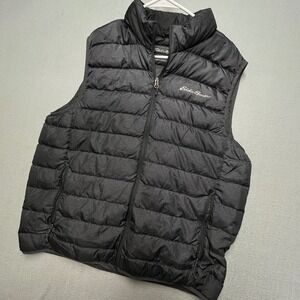 Eddie Bauer Mens Down Vest EB650 Black Puffer‎ Quilted Insulated Size L